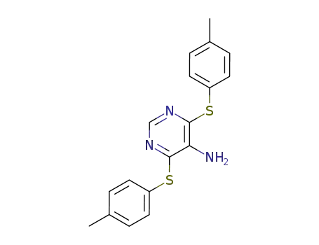Molecular Structure of 873106-29-7 (5-Pyrimidinamine, 4,6-bis[(4-methylphenyl)thio]-)