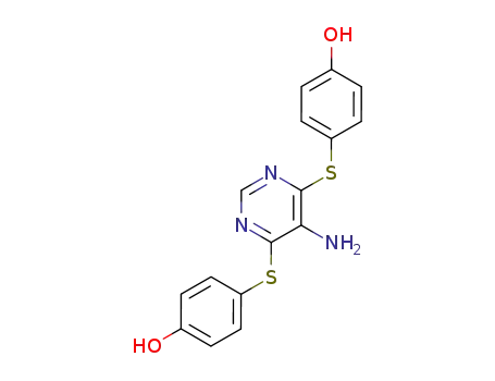 Molecular Structure of 873106-32-2 (Phenol, 4,4'-[(5-amino-4,6-pyrimidinediyl)bis(thio)]bis-)