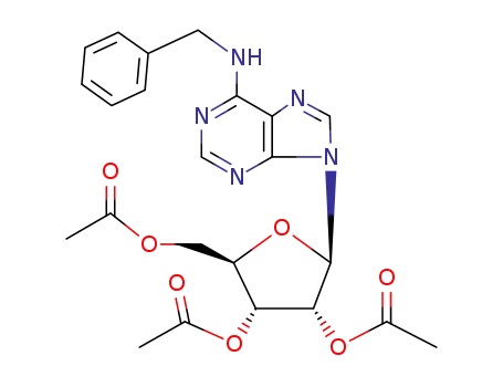 Molecular Structure of 51549-18-9 (Adenosine, N-(phenylmethyl)-, 2',3',5'-triacetate)