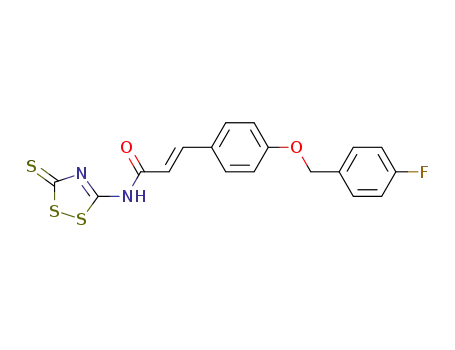 3-{4-[(4-fluorobenzyl)oxy]phenyl}-N-(3-thioxo-3H-1,2,4-dithiazol-5-yl)acrylamide