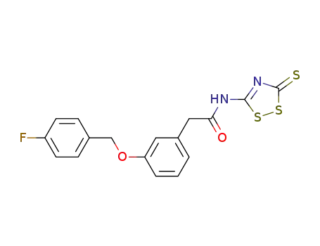 2-{3-[(4-Fluorobenzyl)oxy]phenyl}-N-(3-thioxo-3H-1,2,4-dithiazol-5-yl)acetoamide