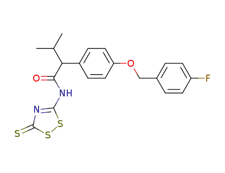 2-{4-[(4-Fluorobenzyl)oxy]phenyl}-3-methyl-N-(3-thioxo-3H-1,2,4-dithiazol-5-yl) butanamide