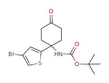 Molecular Structure of 874199-33-4 (Carbamic acid, [1-(4-bromo-2-thienyl)-4-oxocyclohexyl]-,
1,1-dimethylethyl ester)