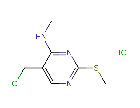 Molecular Structure of 878738-91-1 (4-Pyrimidinamine, 5-(chloromethyl)-N-methyl-2-(methylthio)-,
monohydrochloride)