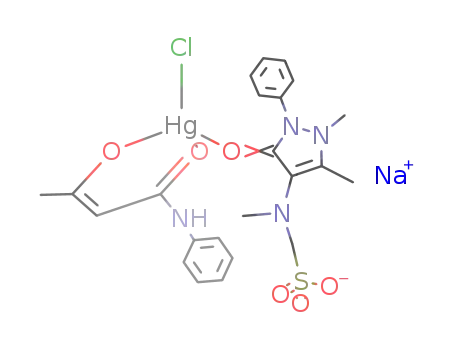 chloro(2,3-dimethyl-4-methylaminomethanesulphonate sodium-1-phenyl-3-pyrazoline-5-one)(acetoacetanilidato)mercury(II)