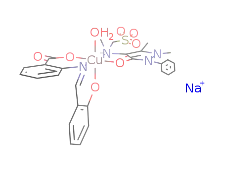 (2,3-dimethyl-4-methyl-aminomethanesulphonate sodium-1-phenyl-3-pyrazoline-5-one)(2-hydroxybenzalidene-anthranilato)(H2O)copper(II)