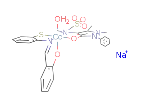(2,3-dimethyl-4-methyl-aminomethanesulphonate sodium-1-phenyl-3-pyrazoline-5-one)(2-hydroxybenzalidene-aminothiophenolato)(H2O)cobalt(II)