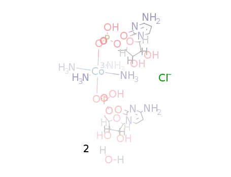 (Co(NH3)4(NH2C4H2ON2C4H4(OH)2OCH2PO4H)2)(1+)*Cl(1-)*2H2O=(Co(NH3)4(NH2C4H2ON2C4H4(OH)2OCH2PO4H)2)Cl*2H2O