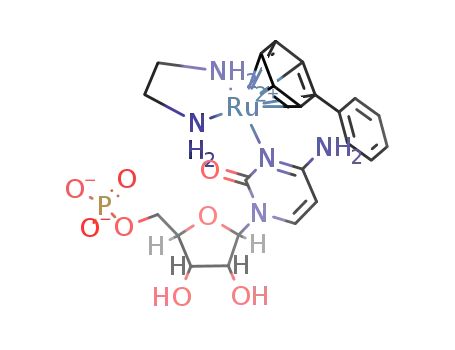 (C6H5C6H5)Ru(H2NCH2CH2NH2)(OPO3CH2C4H4O(OH)2C4H2N2(NH2)(O))