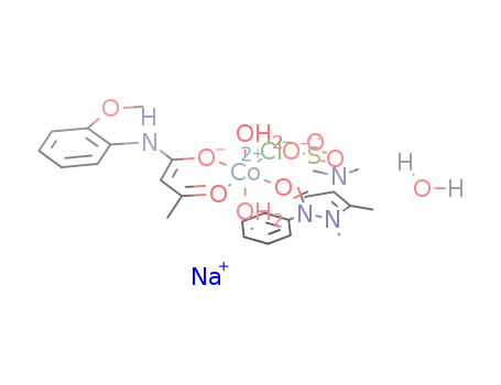 [cobalt(II)(Cl)(C11H12NO3)(2,3-dimethyl-4-methylaminomethanesulphonate sodium monohydrate-1-phenyl-3-pyrazoline-5-one)(H2O)2]