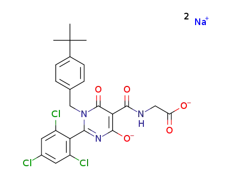 N-{[1-{[4-(1,1-dimethylethyl)phenyl]methyl}-4-hydroxy-6-oxo-2-(2,4,6-trichlorophenyl)-1,6-dihydro-5-pyrimidinyl]carbonyl}glycine disodium salt
