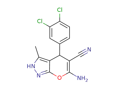 6-amino-4-(3,4-dichlorophenyl)-2,4-dihydro-3-methylpyrano[2,3-c]pyrazole-5-carbonitrile