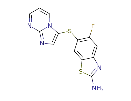 5-fluoro-6-(imidazo[1,2-a]pyrimidin-3-ylsulphanyl)-1,3-benzo-thiazol-2-amine