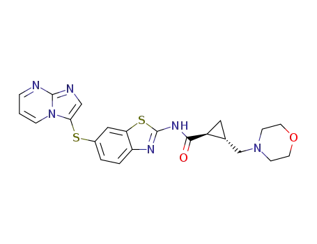 (1S,2S)-N-[6-(imidazo[1,2-a]pyrimidin-3-ylsulphanyl)-1,3-benzothiazol-2-yl]-2-(morpholin-4-ylmethyl)cyclopropanecarboxamide