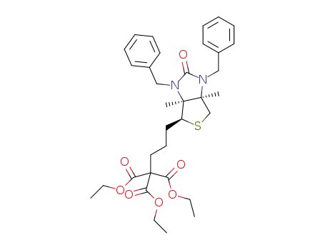 (3aS,4S,6aR)-1,3-dibenzyl-4-(ω,ω,ω-tri-ethoxycarbonyl-butyl)-4H-1H-thiophene[3,4-d]iminazole-2,4(1H)-ketone
