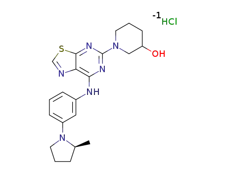 1-(7-(3-((S)-2-methylpyrrolidin-1-yl)phenylamino)thiazolo[5,4-d]pyrimidin-5-yl)piperidin-3-ol hydrochloride