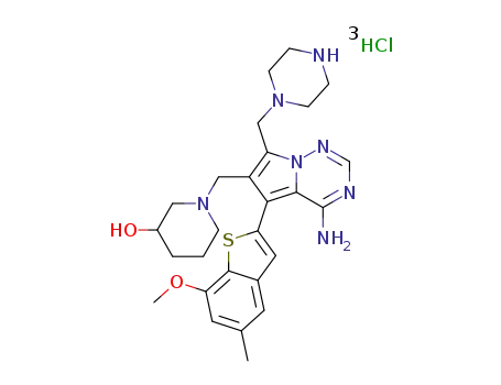 rac-1-{[4-amino-5-(7-methoxy-5-methyl-1-benzothiophen-2-yl)-7-(piperazin-1-ylmethyl)pyrrolo[2,1-f][1,2,4]triazin-6-yl]methyl}piperidin-3-ol trihydrochloride