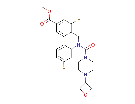 methyl 3-fluoro-4-((N-(3-fluorophenyl)-4-(oxetan-3-yl)piperazine-1-carboxamido)methyl)benzoate