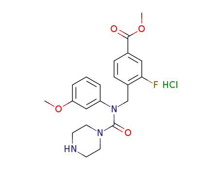 methyl 3-fluoro-4-((N-(3-methoxyphenyl)piperazine-1-carboxamido)methyl)benzoate hydrochloride
