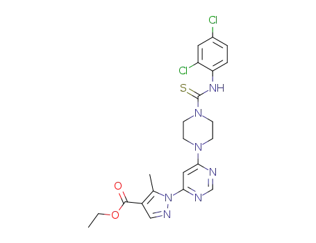 ethyl 1-(6-(4-((2,4-dichlorophenyl)carbamothioyl)piperazin-1-yl)pyrimidin-4-yl)-5-methyl-1H-pyrazole-4-carboxylate