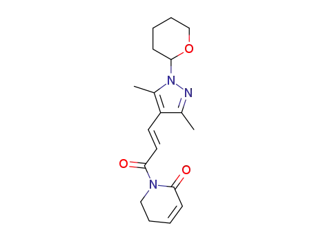(E)-1-(3-(3,5-dimethyl-1-(tetrahydro-2H-pyran-2-yl)-1H-pyrazol-4-yl)acryloyl)-5,6-dihydropyridin-2(1H)-one
