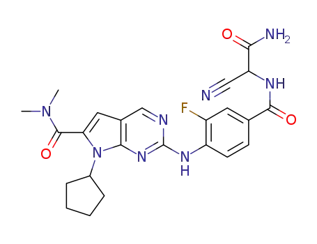 2-((4-((2-amino-1-cyano-2-oxoethyl)carbamoyl)-2-fluorophenyl) amino)-7-cyclopentyl-N,N-dimethyl-7H-pyrrolo[2,3-d]pyrimidine-6-carboxamide