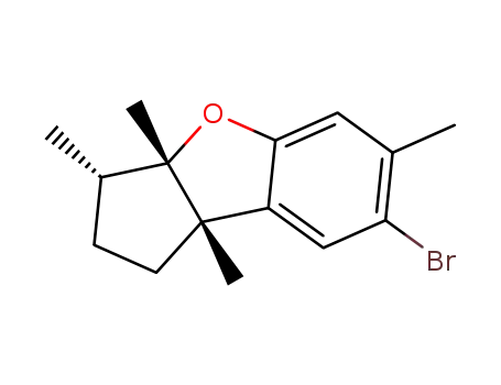 Molecular Structure of 6790-63-2 ((3S)-7-Bromo-2,3,3a,8b-tetrahydro-3,3aβ,6,8bβ-tetramethyl-1H-cyclopenta[b]benzofuran)