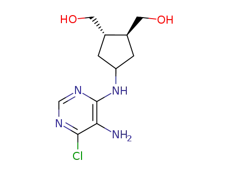 (+/-)-5-amino-4-chloro-6-<<(1β,3α,4β)-3,4-bis(hydroxymethyl)cyclopentan-1-yl>amino>pyrimidine
