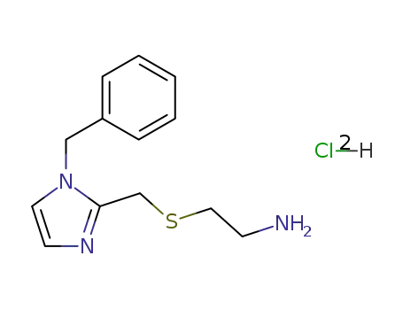 Molecular Structure of 141995-51-9 (Ethanamine, 2-[[[1-(phenylmethyl)-1H-imidazol-2-yl]methyl]thio]-,
dihydrochloride)