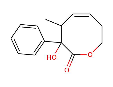 Molecular Structure of 143618-84-2 (2H-Oxocin-2-one, 3,4,7,8-tetrahydro-3-hydroxy-4-methyl-3-phenyl-)