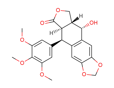 Molecular Structure of 4375-07-9 ((5R)-5β-(3,4,5-Trimethoxyphenyl)-7α-(hydroxymethyl)-8α-hydroxy-5,6,7,8-tetrahydronaphtho[2,3-d]-1,3-dioxole-6β-carboxylic acid 6,7-lactone)