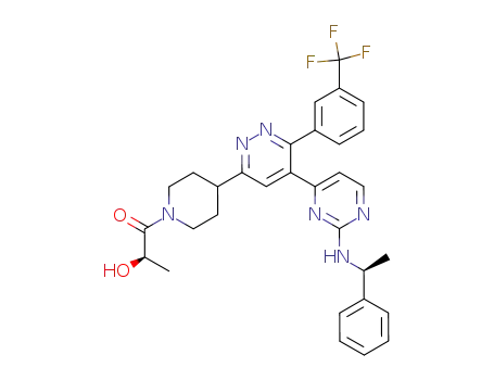 (R)-2-Hydroxy-1-{4-[5-[2-((S)-1-phenyl-ethylamino)-pyrimidin-4-yl]-6-(3-trifluoromethyl-phenyl)-pyridazin-3-yl]-piperidin-1-yl}-propan-1-one