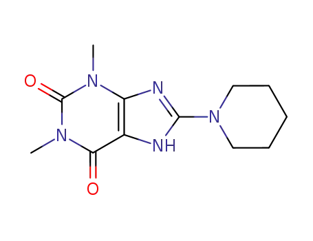 Molecular Structure of 961-48-8 (1,3-dimethyl-8-(piperidin-1-yl)-3,7-dihydro-1H-purine-2,6-dione)