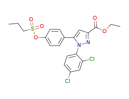 Molecular Structure of 863639-55-8 (1H-Pyrazole-3-carboxylic acid,
1-(2,4-dichlorophenyl)-5-[4-[(propylsulfonyl)oxy]phenyl]-, ethyl ester)