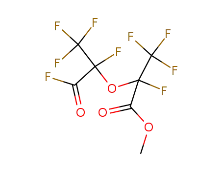 Molecular Structure of 86548-62-1 (Propanoic acid,
2,3,3,3-tetrafluoro-2-[1,2,2,2-tetrafluoro-1-(fluorocarbonyl)ethoxy]-,
methyl ester)