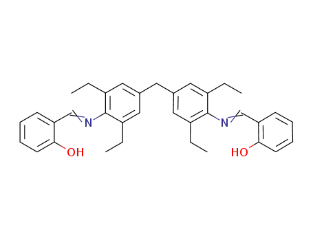 Molecular Structure of 849704-38-7 (Phenol,
2,2'-[methylenebis[(2,6-diethyl-4,1-phenylene)nitrilomethylidyne]]bis-)