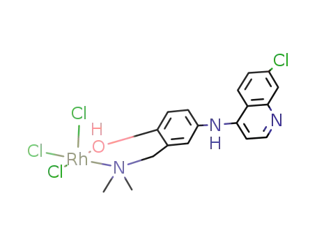 Rh(amodiaquine-4-(7-chloro-4-quinolyl)amino-2-diethylaminomethylphenol)Cl3