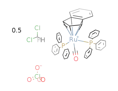 ((η5-indenyl)(carbonyl)bis(triphenylphosphine)ruthenium) perchlorate * 0.5CH2Cl2