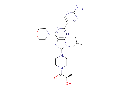 (2R)-1-{4-[2-(2-Aminopyrimidin-5-yl)-9-isobutyl-6-morpholin-4-yl-9H-purin-8-yl]piperazin-1-yl}-1-oxopropan-2-ol