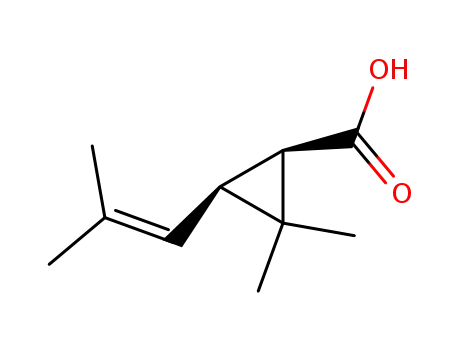 Molecular Structure of 26771-11-9 ((1R-cis)-2,2-dimethyl-3-(2-methylprop-1-enyl)cyclopropanecarboxylic acid)