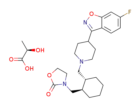 3-(((1R,2R)-2-((4-(6-fluorobenzo[d]isoxazole-3-yl)piperidin-1-yl)methyl)cyclohexyl)methyl)oxazolidine-2-one lactic acid salt