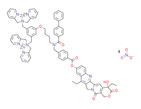 (4S)-4,11-diethyl-4-hydroxy-3,14-dioxo-3,4,12,14-tetrahydro-1H-pyrano[3′,4′:6,7]indolizino[1,2-b]quinolin-9-yl 4-({(biphenyl-4-ylcarbonyl)[4-(3,5-bis{[bis(pyridin-2-ylmethyl)amino]methyl}phenoxy)butyl]amino}methyl)benzoate·2[Zn(NO3)2]