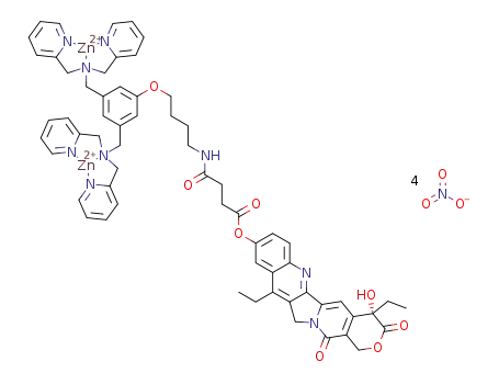 (4S)-4,11-diethyl-4-hydroxy-3,14-dioxo-3,4,12,14-tetrahydro-1H-pyrano [3',4':6,7]indolizino[1,2-b]quinolin-9-yl 4-{[4-(3,5-bis{[bis(pyridin-2-ylmethyl)amino]methyl}phenoxy)butyl]amino}-4-oxobutanoate·2[Zn(NO3)2]