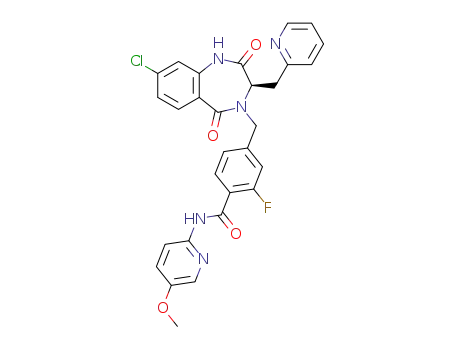 (R)-4-((8-Chloro-2,5-dioxo-3-(pyridin-2-ylmethyl)-2,3-dihydro-1H-benzo[e][1,4]diazepin-4(5H)-yl)methyl)-2-fluoro-N-(5-methoxypyridin-2-yl)benzamide