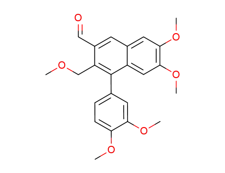 Molecular Structure of 79606-73-8 (2-Naphthalenecarboxaldehyde,
4-(3,4-dimethoxyphenyl)-6,7-dimethoxy-3-(methoxymethyl)-)