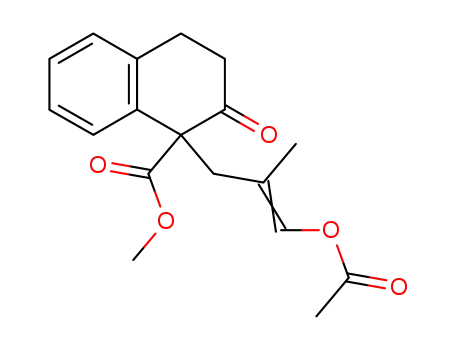 Molecular Structure of 141077-82-9 (1-Naphthalenecarboxylic acid,
1-[3-(acetyloxy)-2-methyl-2-propenyl]-1,2,3,4-tetrahydro-2-oxo-, methyl
ester)
