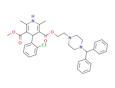 3-methyl 5-[2-(4-benzhydryl-1-piperazinyl)-ethyl] (+)-1,4-dihydro-2,6-dimethyl-4-(2-chlorophenyl)-pyridine-3,5-dicarboxylate