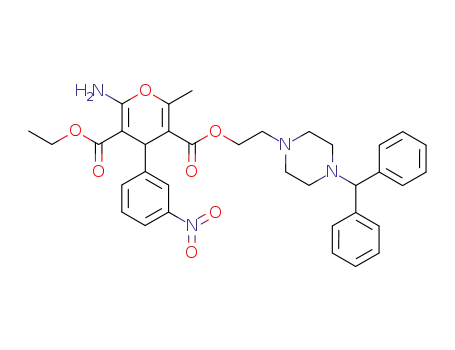 5-<2-(4-diphenylmethyl-1-piperazinyl)ethyl> 3-ethyl 2-amino-5-methyl-4-(3-nitrophenyl)-4H-pyran-3,5-dicarboxylate