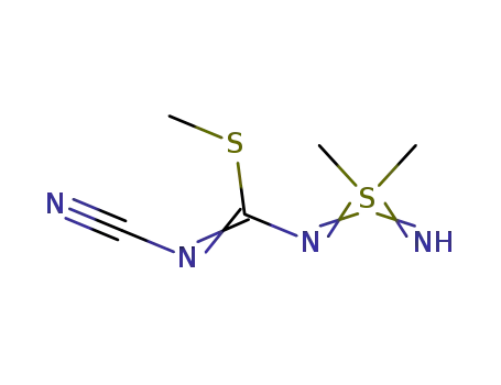 Molecular Structure of 111268-31-6 (Methane,
[N-[(cyanoimino)(methylthio)methyl]-S-methylsulfonodiimidoyl]-)