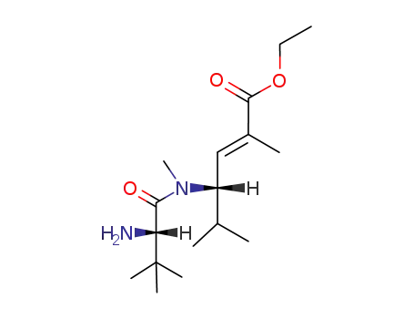 Molecular Structure of 187345-38-6 (2-Hexenoic acid,
4-[[(2S)-2-amino-3,3-dimethyl-1-oxobutyl]methylamino]-2,5-dimethyl-,
ethyl ester, (2E,4S)-)